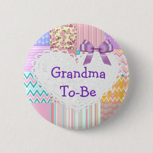 Purple Quilt Grandma to be Baby Shower Button