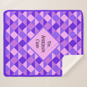 Purple Quilt Pattern Sherpa Blanket