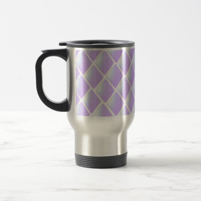 Purple Quilted Diamond Pattern Travel Mug (Left)