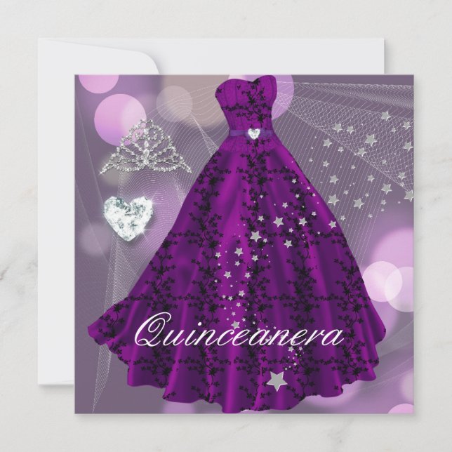 Purple Quinceanera 15th Birthday Party Invitation (Front)
