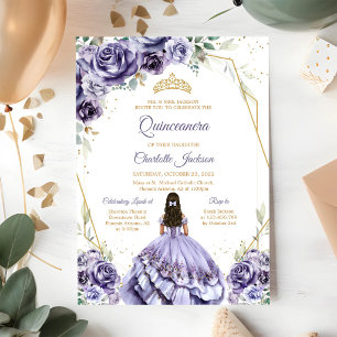 Purple Quinceanera Birthday Invitation