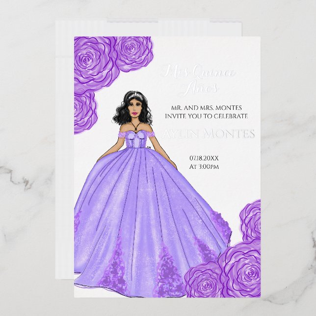 Purple Quinceanera Dress and Flowers (Envelope)