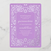 Purple Quinceañera invitaciones Foil Invitation
