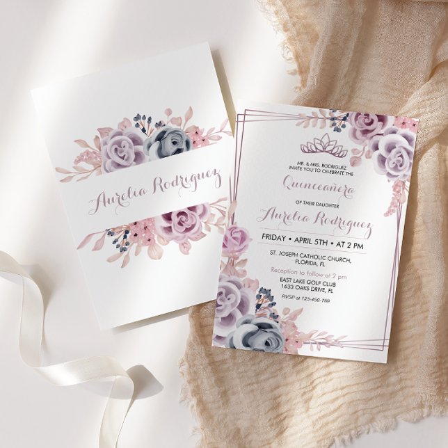 Purple Quinceanera Invitation Quinceanera Birthday (Creator Uploaded)