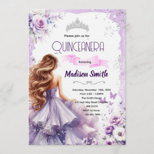 Purple Quinceanera party Invitation