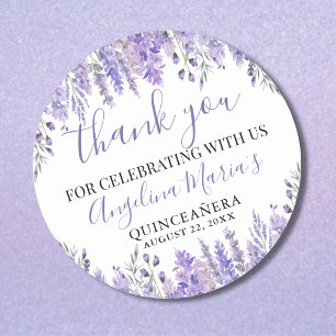 Purple Quinceanera Thank You Classic Round Sticker