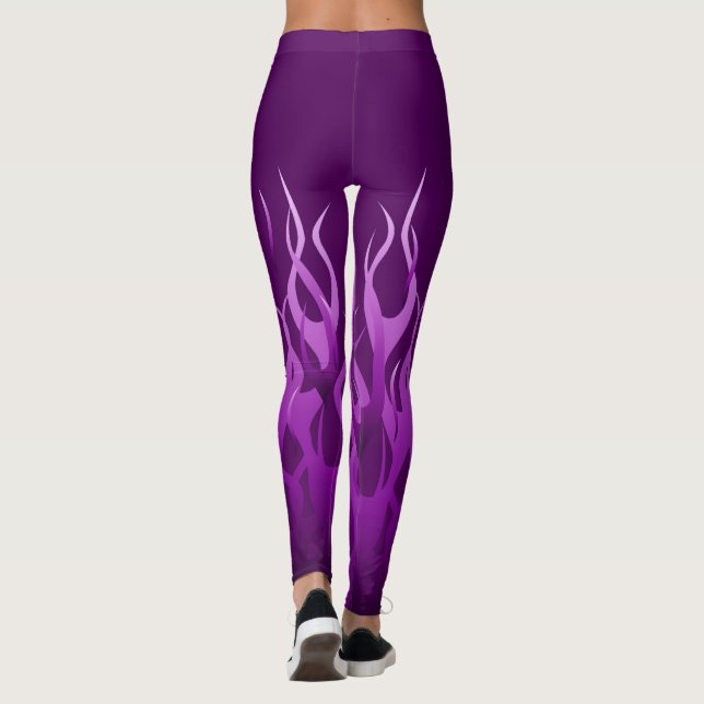 Purple Racing Flames Decor on Leggings (Back)