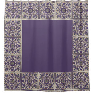 Purple Radial Tiled Shower Curtain