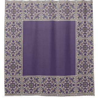 Purple Radial Tiled Shower Curtain
