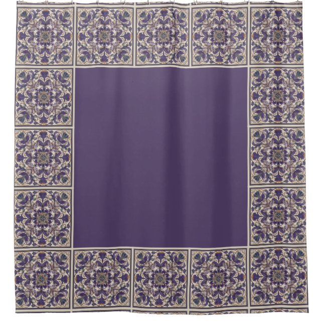 Purple Radial Tiled Shower Curtain (Front)