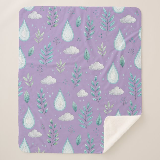 Purple Rain Cloud Sherpa Blanket – Cosy & Warm (Front)