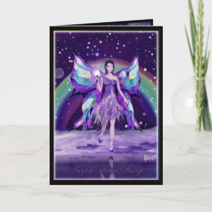Purple rain fairy Birthday card