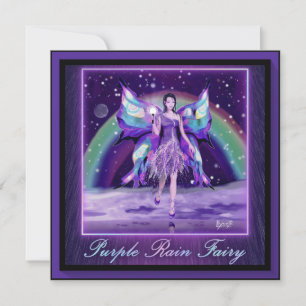 Purple rain fairy blank card