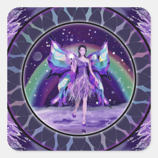 Purple rain fairy classic round sticker (Front)