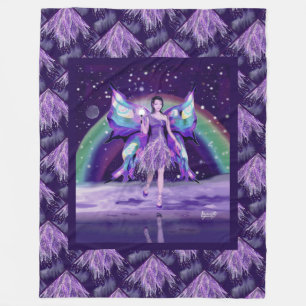 Purple rain fairy fleece blanket