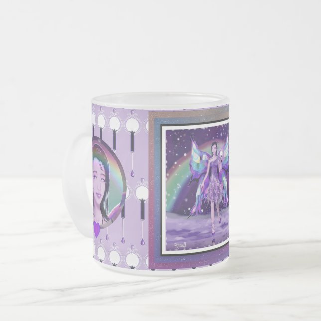 Purple Rain fairy Frosted Glass Coffee Mug (Front Left)