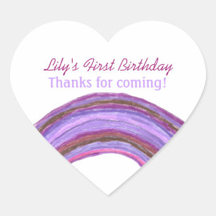 Purple rainbow 1st birthday sticker