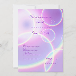 PURPLE RAINBOW CIRCLES SWEET SIXTEEN INVITATION