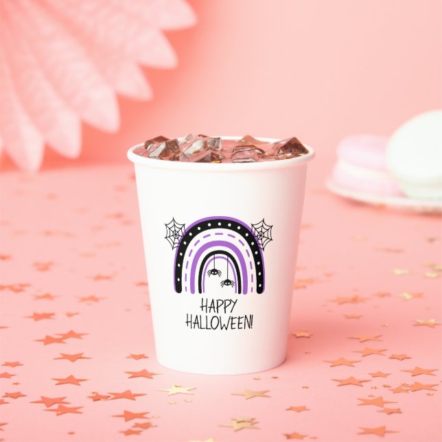 Purple Rainbow Happy Halloween Paper Cups (Insitu)