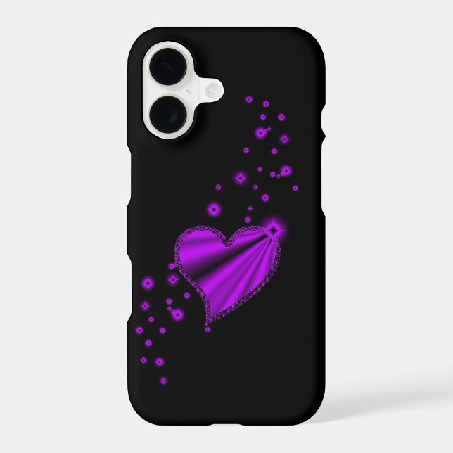 Purple Rainbow Heart with Stars iPhone Case (Back)