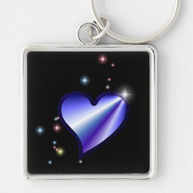 Purple Rainbow Heart with Stars Key Ring (Front)