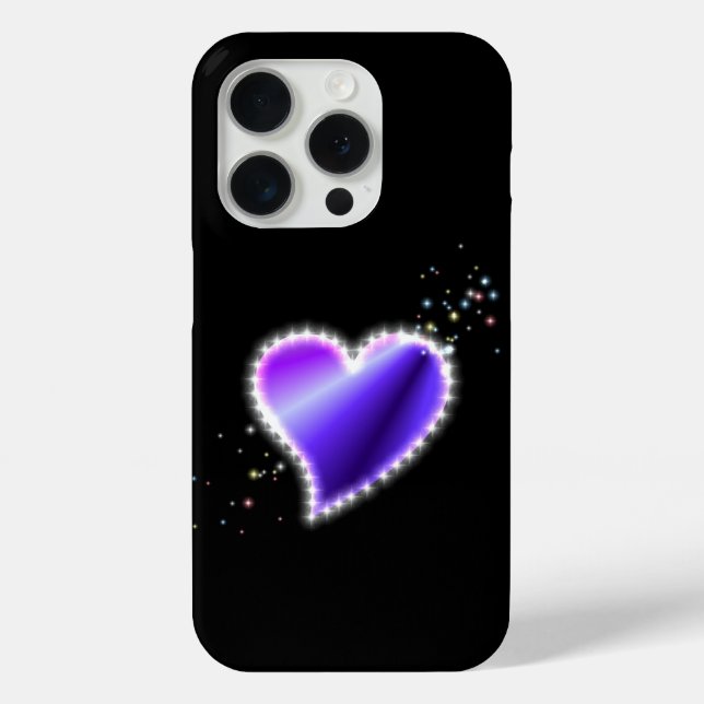 Purple Rainbow Heart with Stars on black Case-Mate iPhone Case (Back)