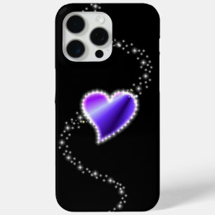 Purple Rainbow Heart with Stars on black iPhone 15 Pro Max Case