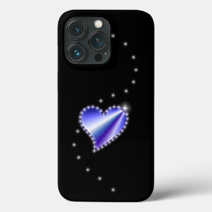 Purple Rainbow Heart with Stars on black iPhone 13 Pro Case