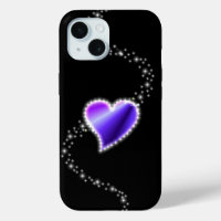 Purple Rainbow Heart with Stars on black