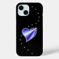Purple Rainbow Heart with Stars on black