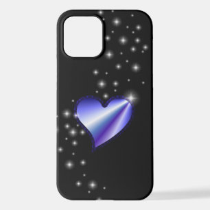 Purple Rainbow Heart with Stars on black iPhone 12 Case