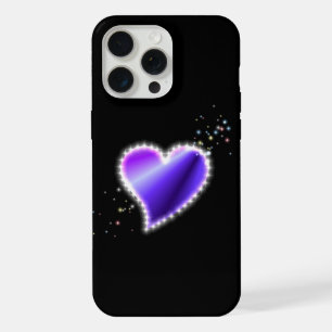 Purple Rainbow Heart with Stars on black iPhone 15 Pro Max Case