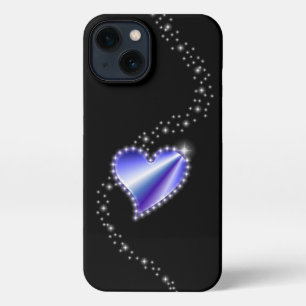 Purple Rainbow Heart with Stars on black iPhone 13 Case
