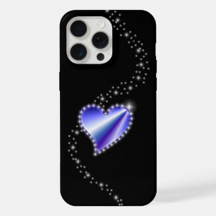 Purple Rainbow Heart with Stars on black iPhone 15 Pro Max Case
