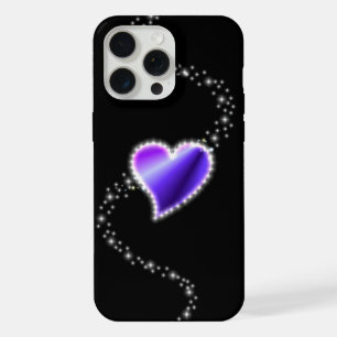 Purple Rainbow Heart with Stars on black iPhone 15 Pro Max Case