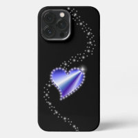 Purple Rainbow Heart with Stars on black