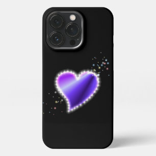 Purple Rainbow Heart with Stars on black iPhone 13 Pro Case
