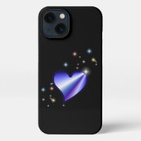 Purple Rainbow Heart with Stars on black