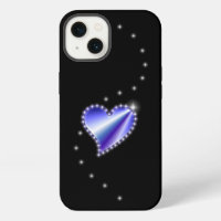 Purple Rainbow Heart with Stars on black