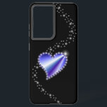 Purple Rainbow Heart with Stars on black Samsung Galaxy Case<br><div class="desc">Rainbow Heart with Stars on black - Digital Artwork by Krisi ArtKSZP</div>