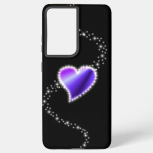 Purple Rainbow Heart with Stars on black Samsung Galaxy Case