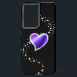 Purple Rainbow Heart with Stars on black Samsung Galaxy Case<br><div class="desc">Rainbow Heart with Stars on black - Digital Artwork by Krisi ArtKSZP</div>