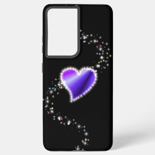 Purple Rainbow Heart with Stars on black Samsung Galaxy Case