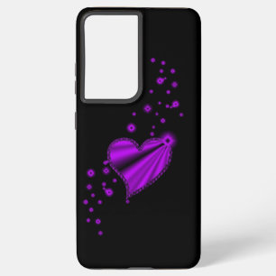 Purple Rainbow Heart with Stars on black Samsung Galaxy Case