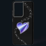 Purple Rainbow Heart with Stars on black Samsung Galaxy Case<br><div class="desc">Rainbow Heart with Stars on black - Digital Artwork by Krisi ArtKSZP</div>