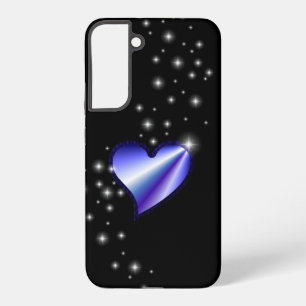 Purple Rainbow Heart with Stars on black Samsung Galaxy Case