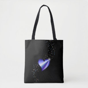 Purple Rainbow Heart with Stars Tote Bag