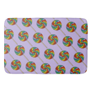 Purple Rainbow Lollipop Candy Sweet Lollies Bath Mat