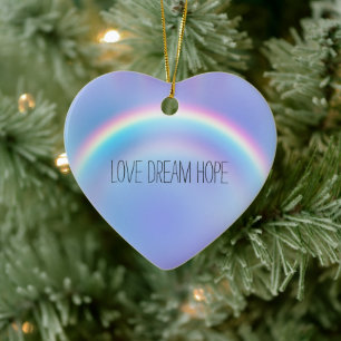 Purple Rainbow Love Dream Hope Personalised Ceramic Tree Decoration