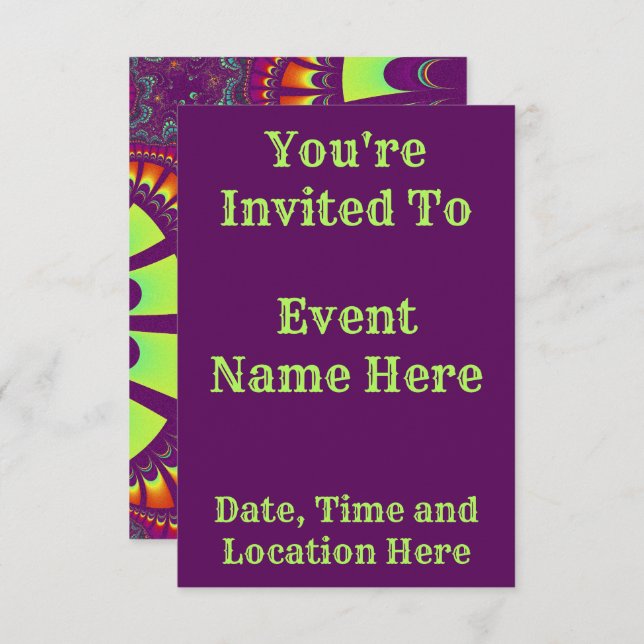 Purple Rainbow Remix Invitation (Front/Back)